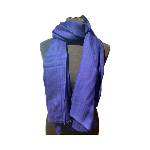 Pure Cashmere Scarf in Classic Navy Blue, Finest Handwoven Pashmina, 200 x 70 cm