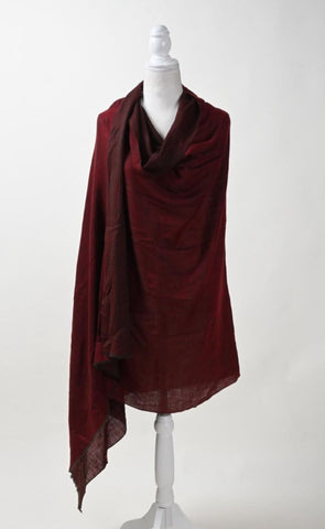 Pure Vicuña Double-sided Reversible Stole, in Deep Reds, Finest Handwoven, Unisex
