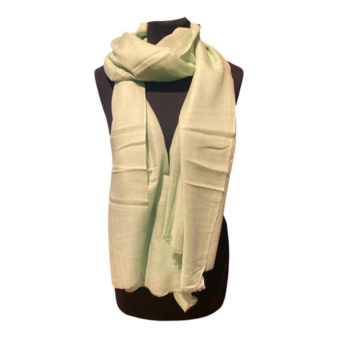 Pure Cashmere Scarf in Celadon Green, Finest Handwoven Pashmina Cashmere, 200 x 70 cm