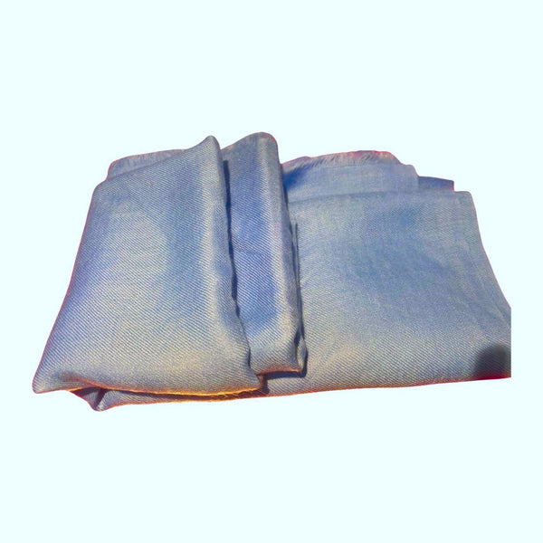 Pure Cashmere Scarf in Classic Pale Blue, Finest Handwoven Cashmere, 200 x 70 cm