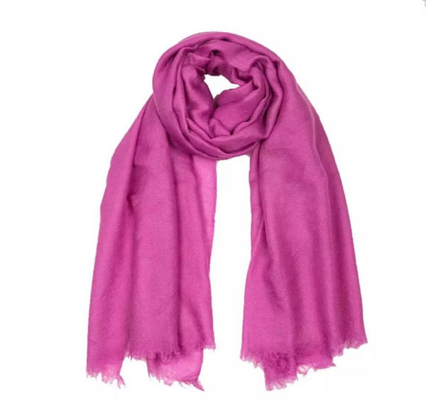 Pure Cashmere Scarf in Fuchsia Pink, Finest Handwoven Cashmere Pashmina 200 x 70 cm, Stavia Sustainable Luxury