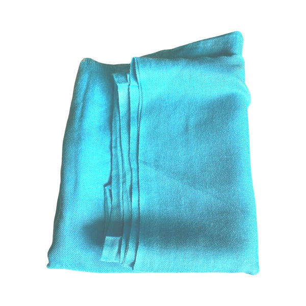 Finest cashmere pashmina in Maya blue, hand woven, 200 x 70 cm, Stavia Sustainable Luxury