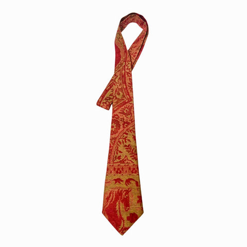 Cashmere-silk-tie-handwoven-red-gold-equus