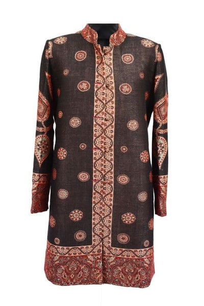 Savannah Longline Nehru Jacket, in Sorrel , cashmere and silk