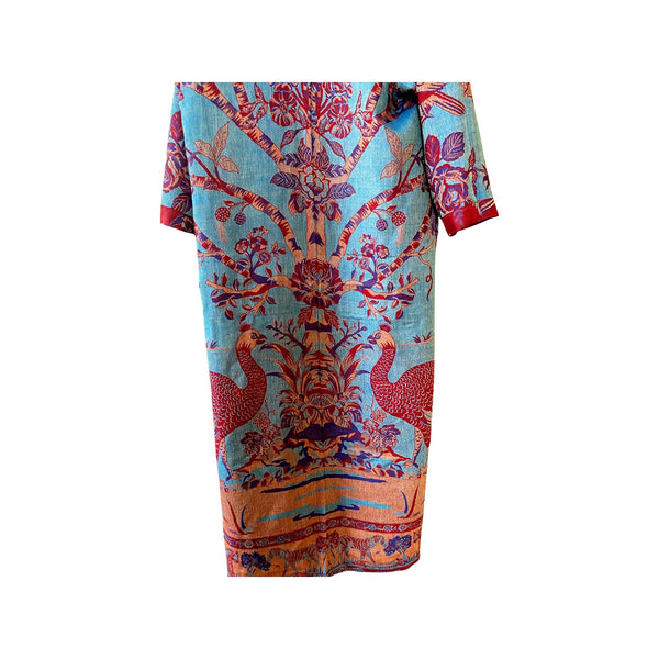 Freya-robe-cashmere-tropical-reds-turquoise-reversible-detail2