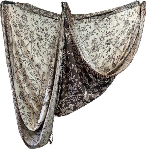 Cashmere & Silk Bespread-Throw, 'Jangalee' Brown & Gold, reversible