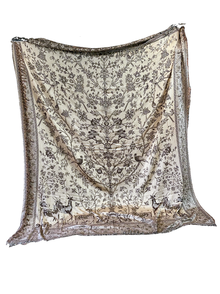 Cashmere & Silk Bespread-Throw, 'Jangalee' Brown & Gold, reversible