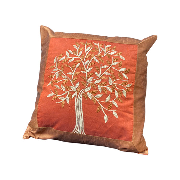 Raw Silk Cushion Covers - embroidered with Tree of Life