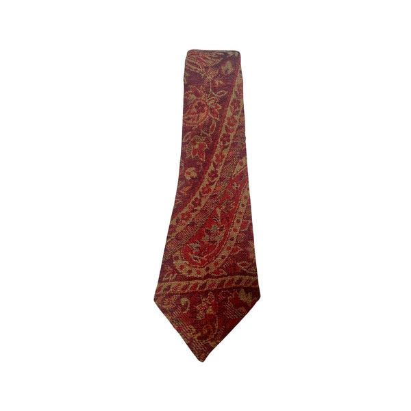 Handwoven Tie in Cashmere & Silk - 'Indian Paisley in Red'