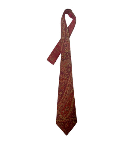 Handwoven Tie in Cashmere & Silk - 'Indian Paisley in Red'