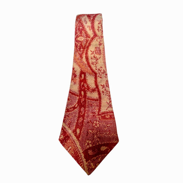 cashmere and silk handwoven tie in red and gold, sundarata