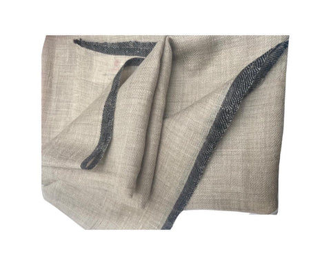 Large Pure vicuna shawl, natural undyed, charcoal edge