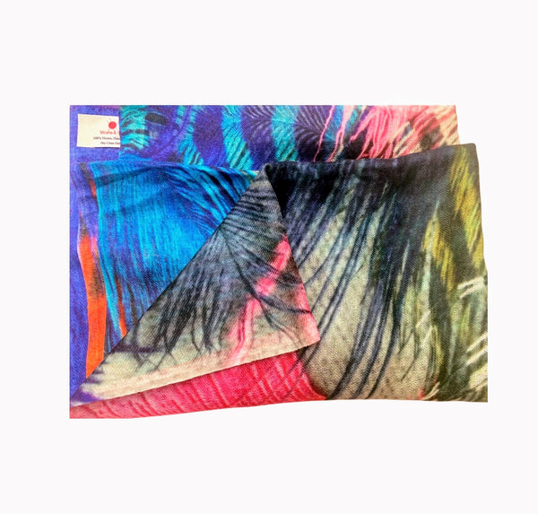 Pure Vicuña Scarf -  Peacock Feathers - Finest Handwoven, Unisex