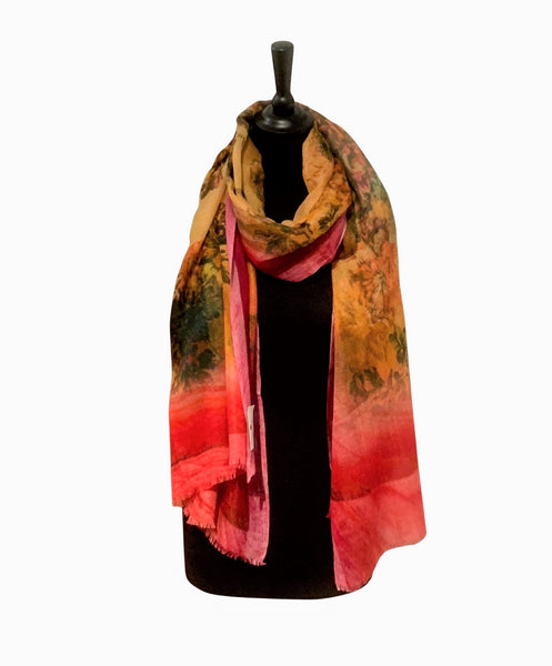 Pure Vicuña Scarf -  Spanish Garden - Finest Handwoven, Unisex