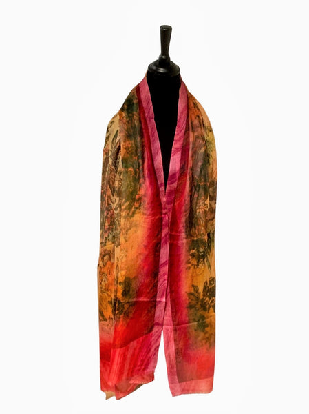 Pure Vicuña Scarf -  Spanish Garden - Finest Handwoven, Unisex