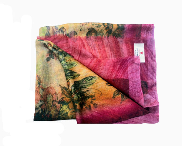 Pure Vicuña Scarf -  Spanish Garden - Finest Handwoven, Unisex