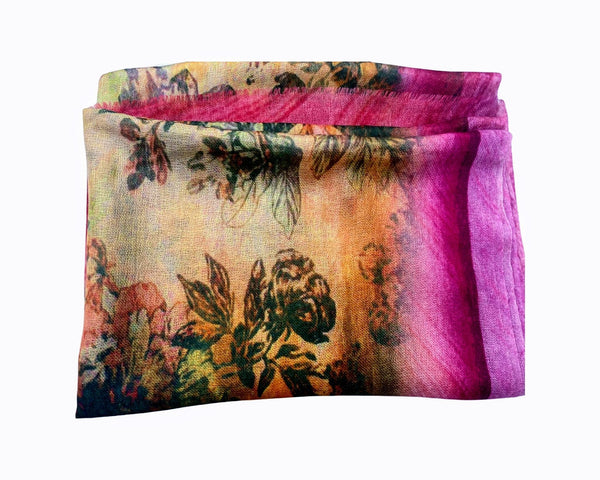 Pure Vicuña Scarf -  Spanish Garden - Finest Handwoven, Unisex