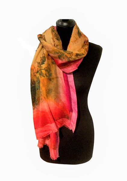 Pure Vicuña Scarf -  Spanish Garden - Finest Handwoven, Unisex