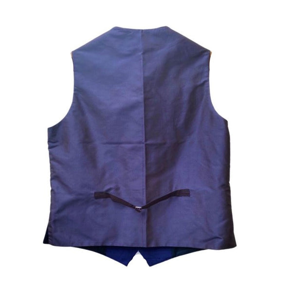 Raw silk waistcoat in royal blue, handwoven - reverse satin