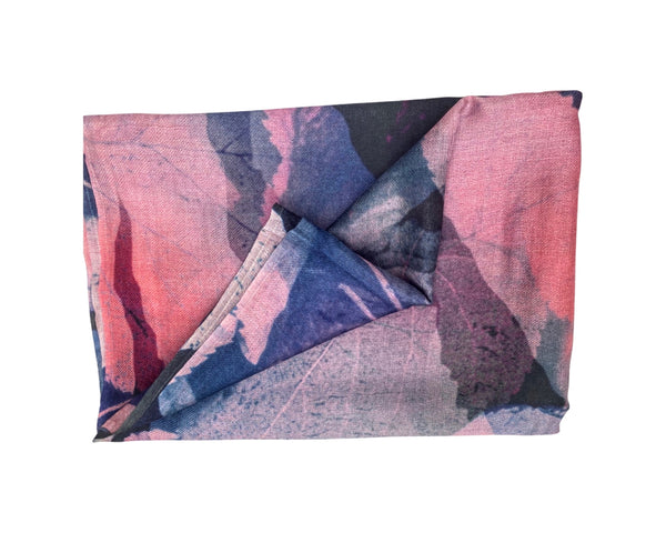 Pure Vicuña Scarf -  Pink and Blue Autumn Leaves - Finest Handwoven, Unisex