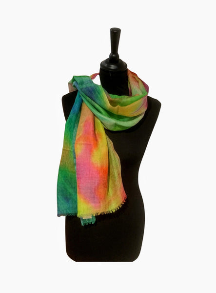 Pure Vicuña Scarf -  Tropical Splash - Finest Handwoven, Unisex