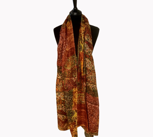 Pure Vicuña Scarf -  Henna Paisley - Finest Handwoven, Unisex