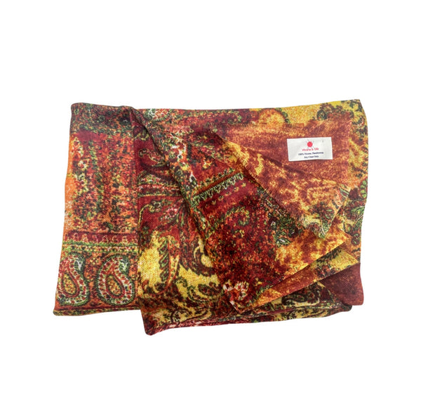 Pure Vicuña Scarf -  Henna Paisley - Finest Handwoven, Unisex