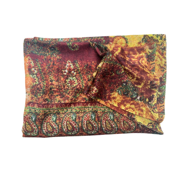 Pure Vicuña Scarf -  Henna Paisley - Finest Handwoven, Unisex