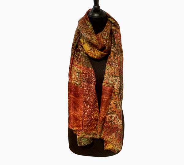 Pure Vicuña Scarf -  Henna Paisley - Finest Handwoven, Unisex