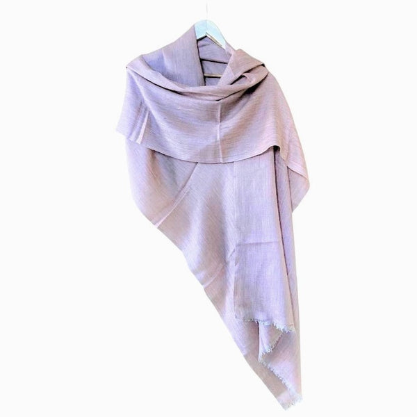 Pure Vicuña Scarf in Smokey Pink, Handwoven in Herringbone weave, unisex 70 x 200 cm