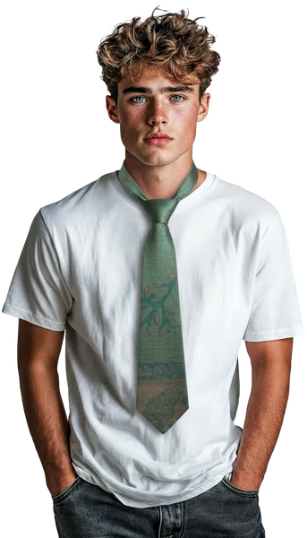 Handwoven Tie in Cashmere & Silk - 'Aqua Savannah'