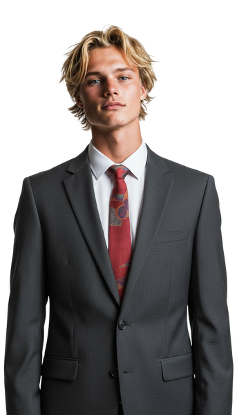 Handwoven Tie in Cashmere & Silk - 'Tropical Red'